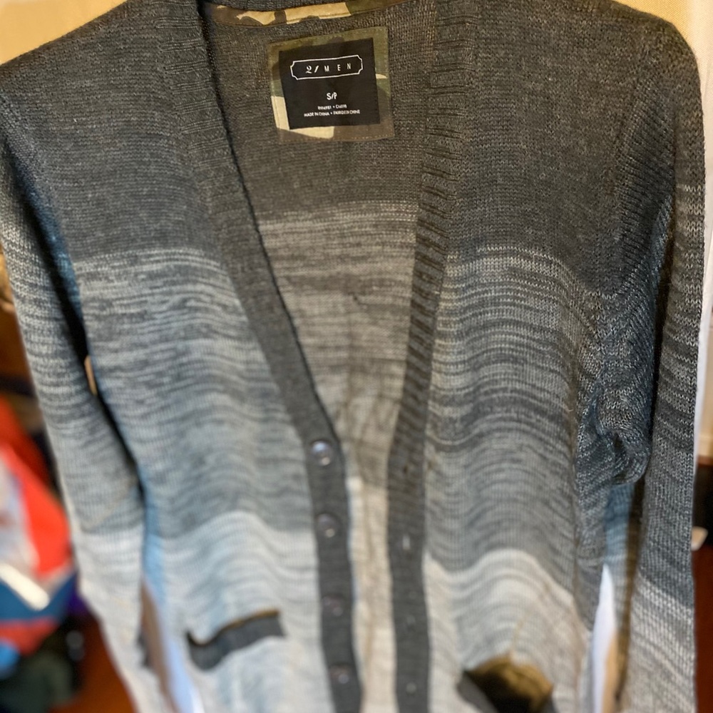 Forever 21 Men Gray and Black Cardigan